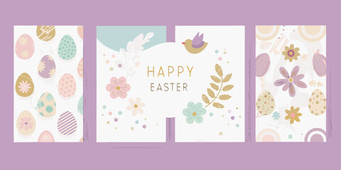 Floral and egg pattern vector illustrations for easter greetings © Sukla