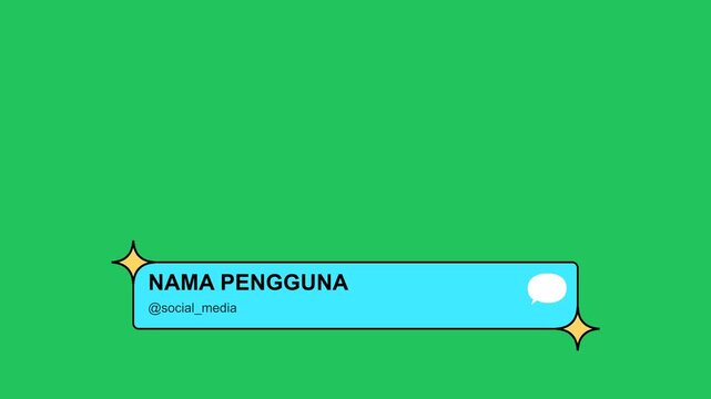 Social Media Username Lower Third Animation on Green Screen Background