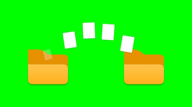 Flat Animated Data Transfer Between Folders Green Screen Motion Graphic Loop
