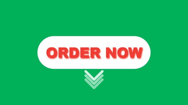 Animated Order Now Call to Action Button with Arrows Green Screen Loop