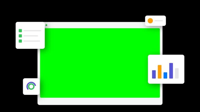 Modern Browser UI with Green Screen and Data Analytics Dashboard Motion Graphic