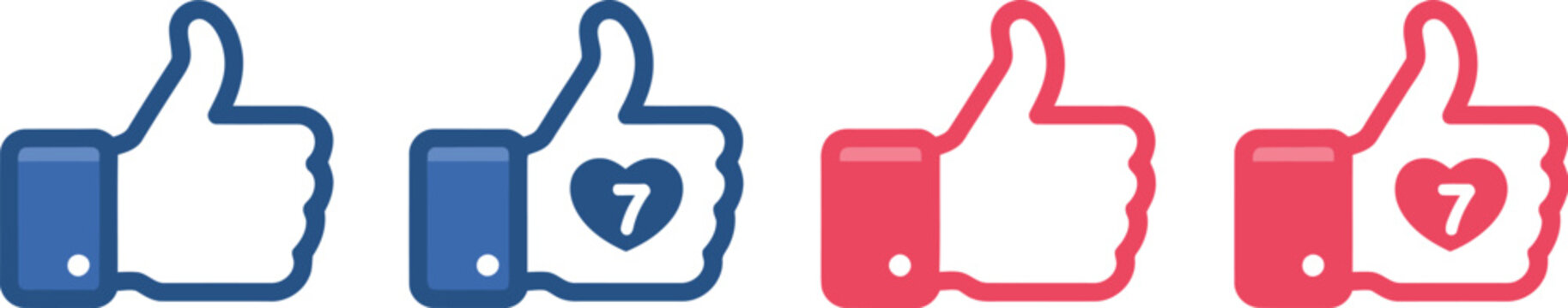 Facebook like button with heart notification social media engagement and approval. Vector illustration