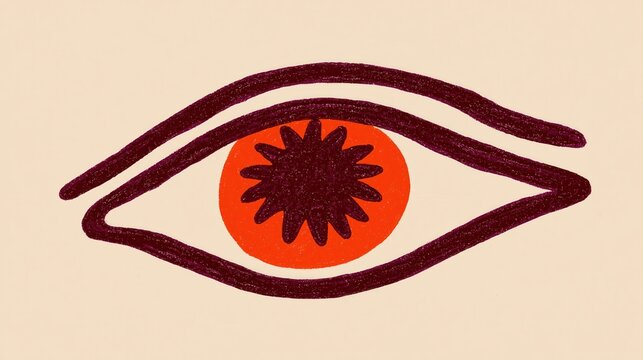 Single eye shape whose iris is a ring of soft aperture, minimalist conceptual illustration