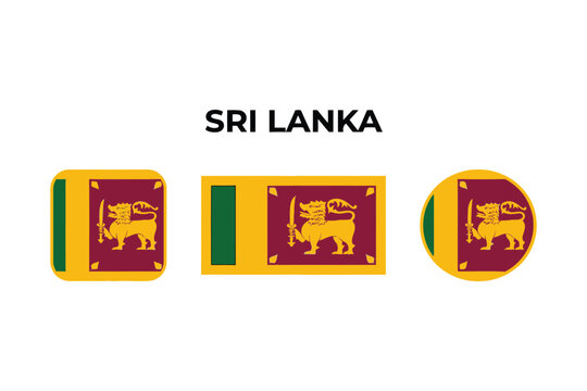 Sri Lanka Flag Icon Set in Square Rectangle and Circle Shapes