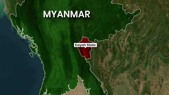 Animated Map of Myanmar Highlighting Kayah State Region