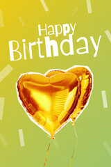 Obraz premium Celebrating a happy birthday with decorations and a heart-shaped balloon in bright colors