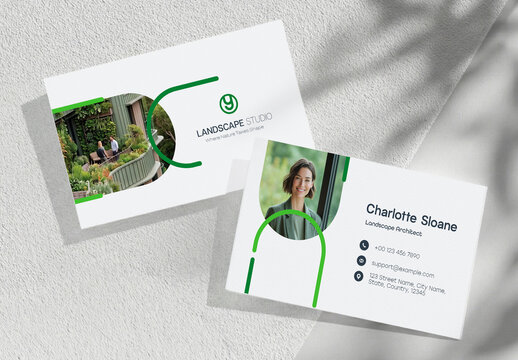 Modern Landscape Architect Business Card Template for Landscaping Studio and Garden Design