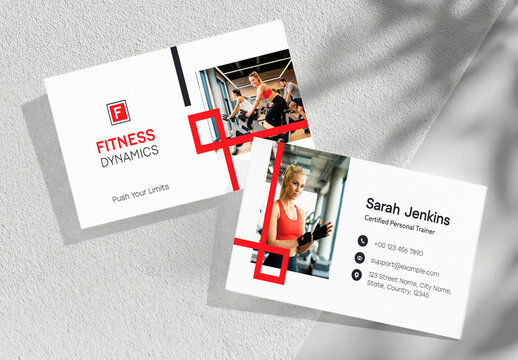 Modern Fitness Gym Business Card Template for Personal Trainer, Fitness Coach and Health Club