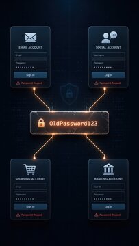 Visual Representation of Digital Security Challenges Highlighting Account Password Usage and Risks in Online Environments