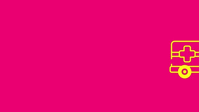 Minimalist ambulance animation on vibrant pink background, for healthcare motion, emergency medical