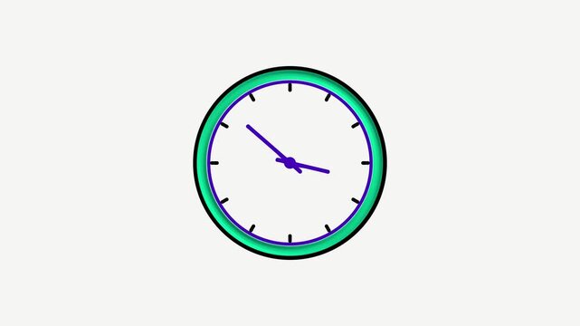 Minimalist green wall clock animation with moving hands indicating time passing watch
