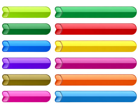 Set of Glossy Colorful Web Buttons with Rounded Left Sides on Black Background