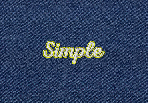 Embroidered Logo Mockup on Blue Denim Fabric Texture