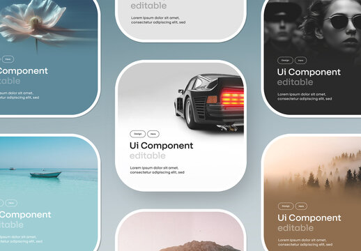Modern UI Component Card Mockup Collection