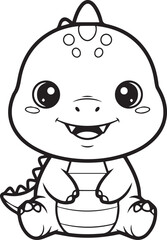 Obraz premium Cute baby dinosaur character sitting and smiling cheerfully