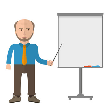 Old Businessman Flipchart Transparent