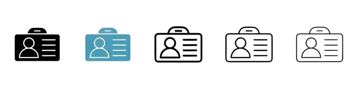 Visitor vector thin line icon set. workplace id tag vector symbol. event vip identification card sign for web ui designs. Thin line customizable illustration. Contour symbol. Vector. Editable stroke