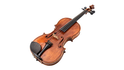 Classic wooden violin musical instrument with bow isolated on transparent background © Hanna