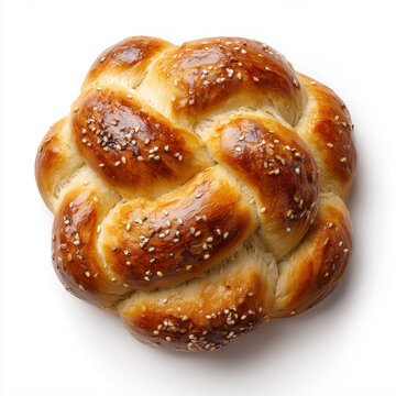 Round Braided Challah Bread with Sesame Seeds