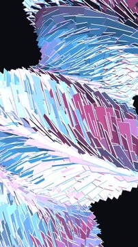 Abstract kinematic panels ripple and fold under dramatic cyan and magenta lighting in this seamless vertical loop, perfect for an eye-catching mobile wallpaper.