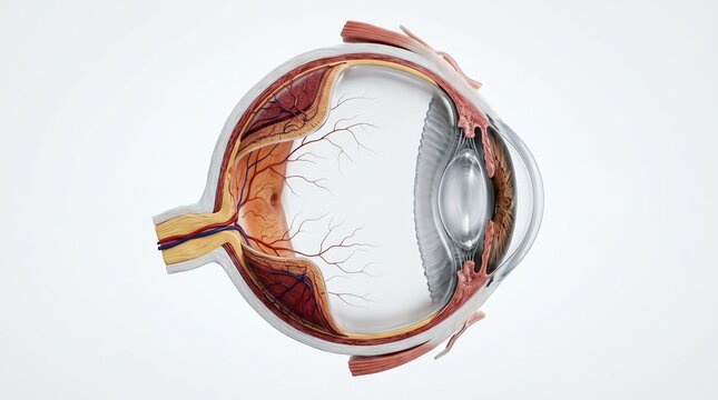 Detailed Close Up of Realistic Human Eye Anatomy with Reflective Cornea and Iris