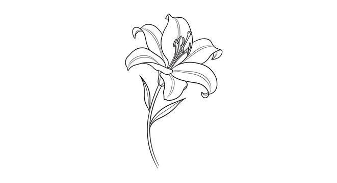 Elegant Lilium Flower Line Art
