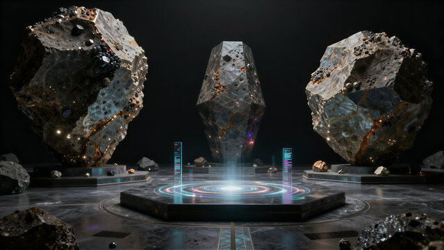 Cosmic Nexus: Asteroid Monuments in Dimensional Void