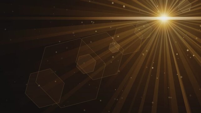 Abstract Golden Lens Flare Background with Light Rays and Dust
