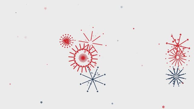 Abstract Red and Blue Firework Burst Background on White for Celebration Design