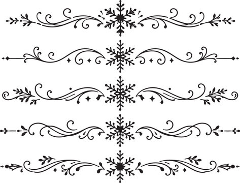 Decorative christmas snowflake dividers with floral swirl ornaments