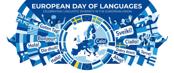 European Languages Diversity Celebration with Flags and Greetings © Lisun