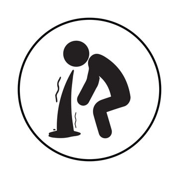 man vomit feeling icon silhouette vomit feeling illustration