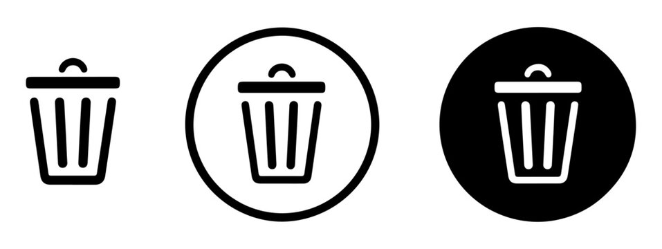 trash bin outline icon set