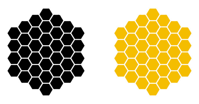 bee honeycomb outline icon set