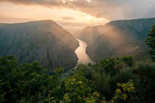 Sil River Canyon Nature Reserve in Ourese, Galicia, Spain, as seen from the Vilouxe do Sil viewpoint