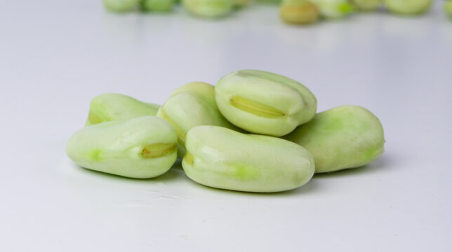 Broad beans or fava beans closeup