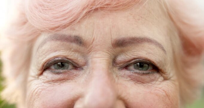 Vision, eyes and face of senior woman with optometry, optical care and glaucoma test for health. Happy, portrait and elderly person in retirement with weak eyesight, prescription or cataract removal.