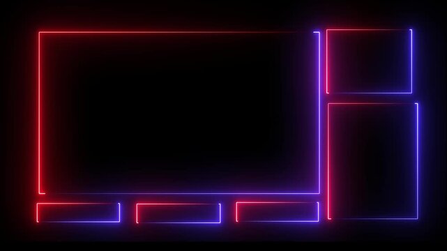 Live streaming Frame - animated red neon overlay frame with text for live streaming and overlay animation for live streaming video Titles 4k