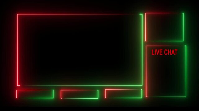 Live streaming Frame - animated red neon overlay frame with text for live streaming and overlay animation for live streaming video Titles 4k