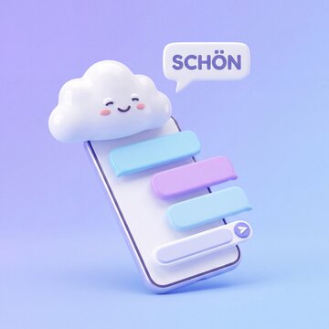 Chatbot Wolke mit Sprechblase Sch&ouml;n auf Smartphone