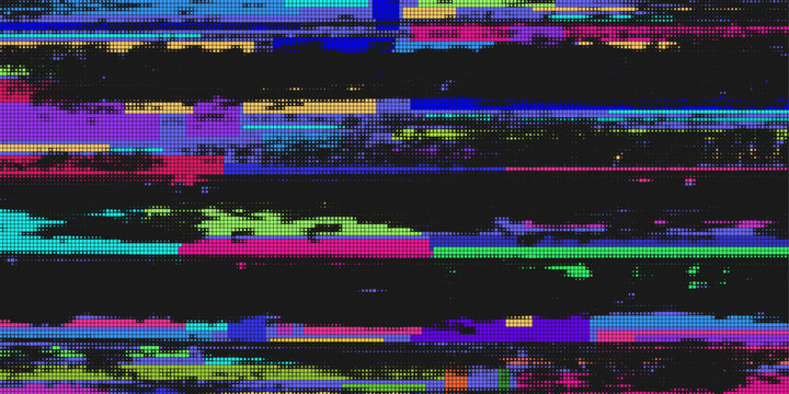 Glitch background. Television noise. TV static noise texture. Pixelated television screen backdrop . Vector illustration.