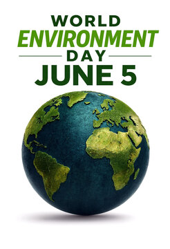 World environment day celebration poster with globe illustration for june fifth awareness campaign
