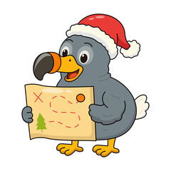 Dodo bird wearing a Santa hat and carrying a letter. © SmashingStocks