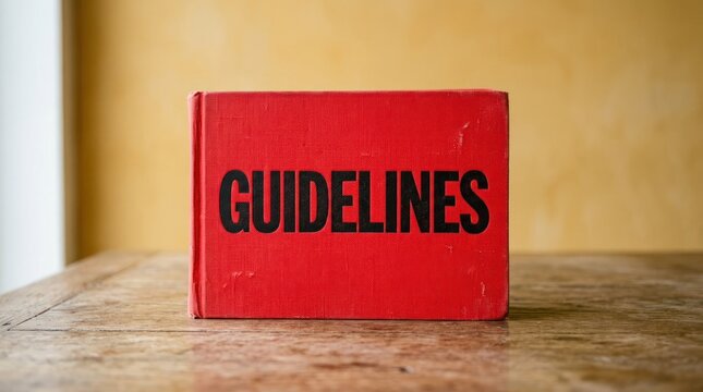 Red Book with the Word Guidelines Printed in Bold Black Letters.