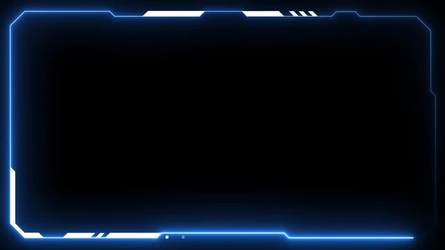 Futuristic digital HUD cyber frame technology for video overlay templates.Digital HUD futuristic motion graphic element cyber generated background. security hologram frame border 4k background.