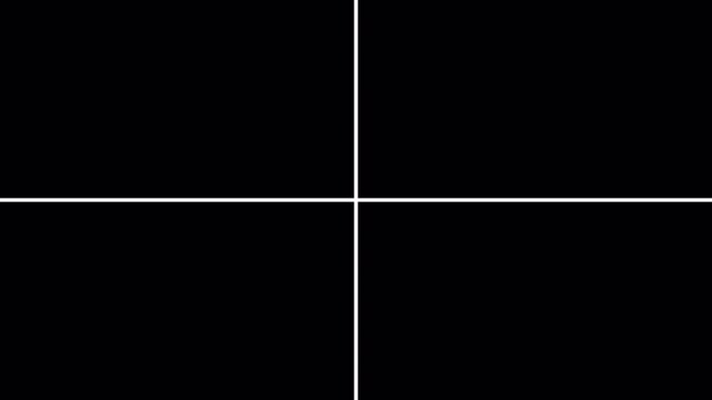  animated Four Window Frame Grid Transition Elements Split Screen  on transparent background with 2D Motion Graphics Animation in 4K animation with alpha channel window frame animation 
