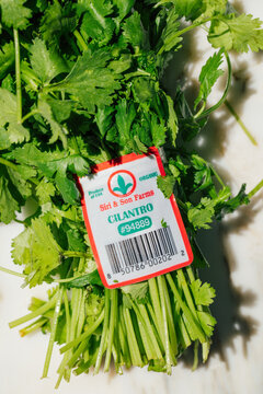 UPC bar code on siri and sons bunch of cilantro