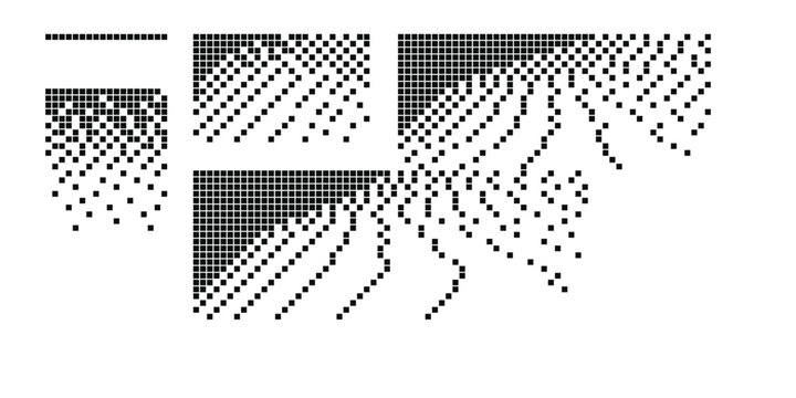 Abstract halftone dot pattern background. Geometric square pixel gradient design element.
