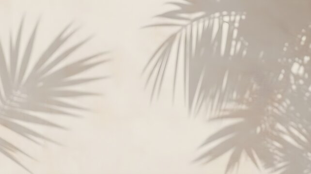 Soft palm leaf shadows on a neutral beige background perfect for a relaxing summer bank holiday travel concept