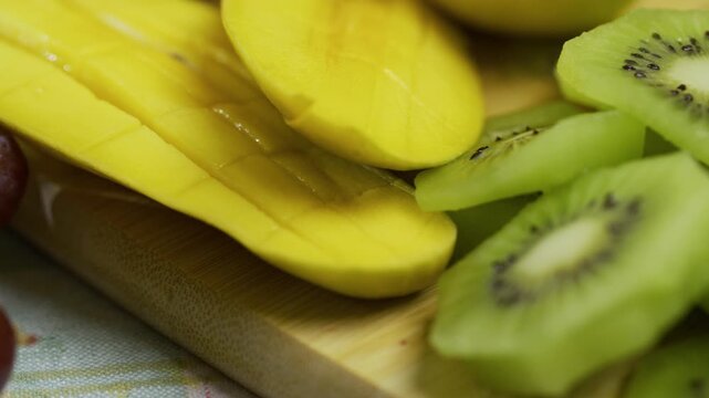 Extra closeup panning shot across cluster of fresh, delicious fruit